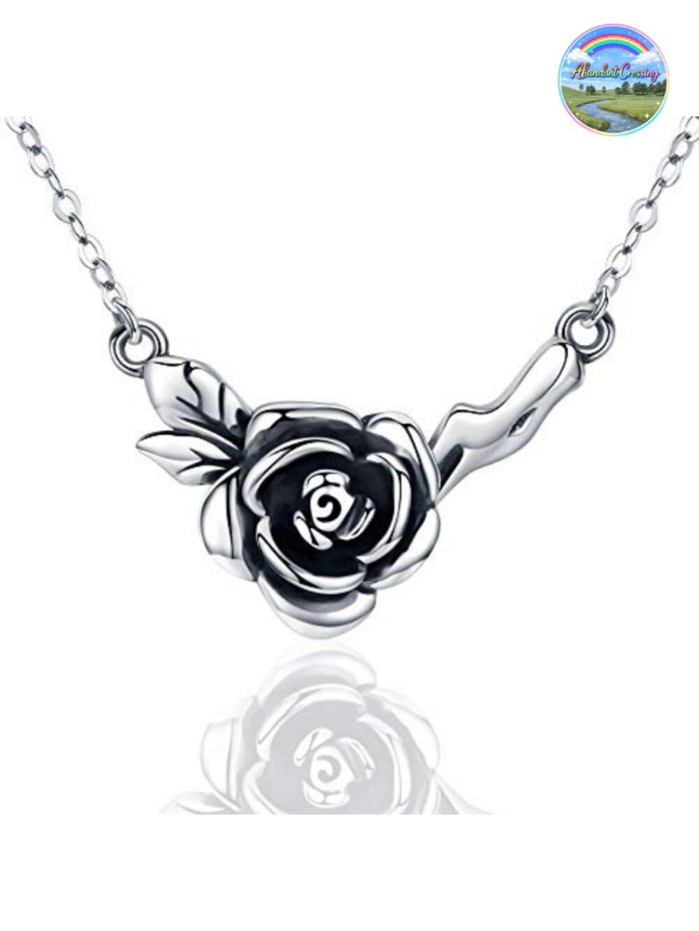 925 Sterling Silver Rose Flower Pendant Necklace